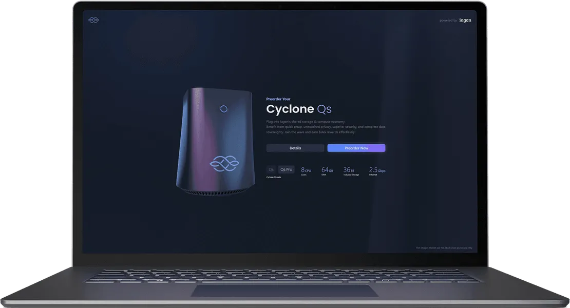 Laptop voorbeeld van Cyclone, betalen met crypto