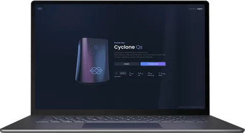Laptop voorbeeld van Cyclone, betalen met crypto