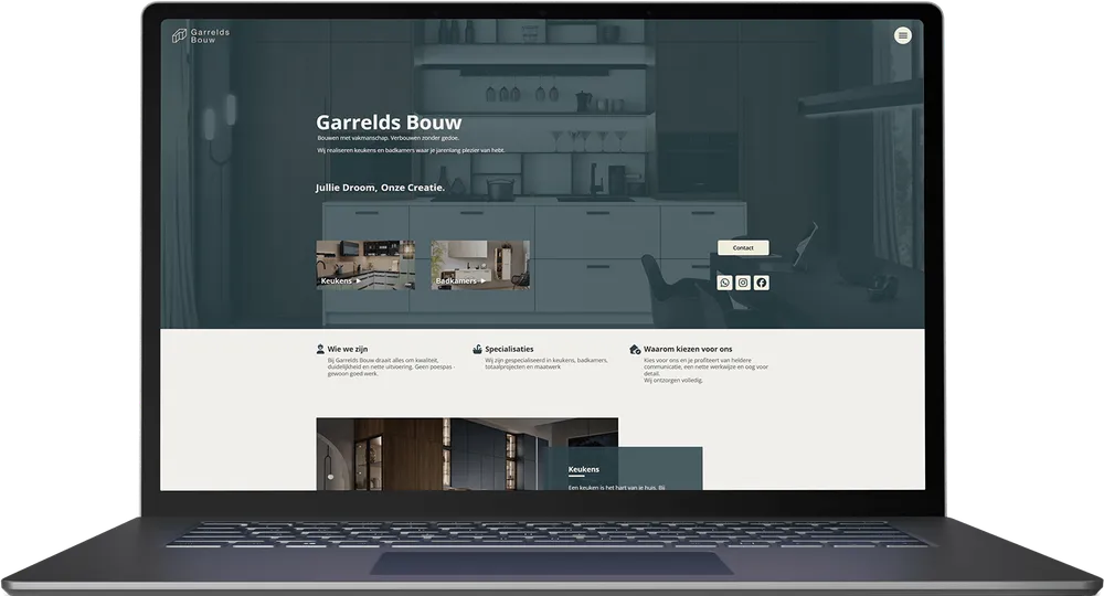 Website Garrelds Bouw, gebouwd door Dezons