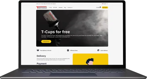 Laptop voorbeeld van de T-Refinish website.