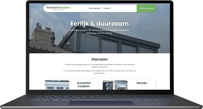 Website Platteland Kozijnen op een laptop