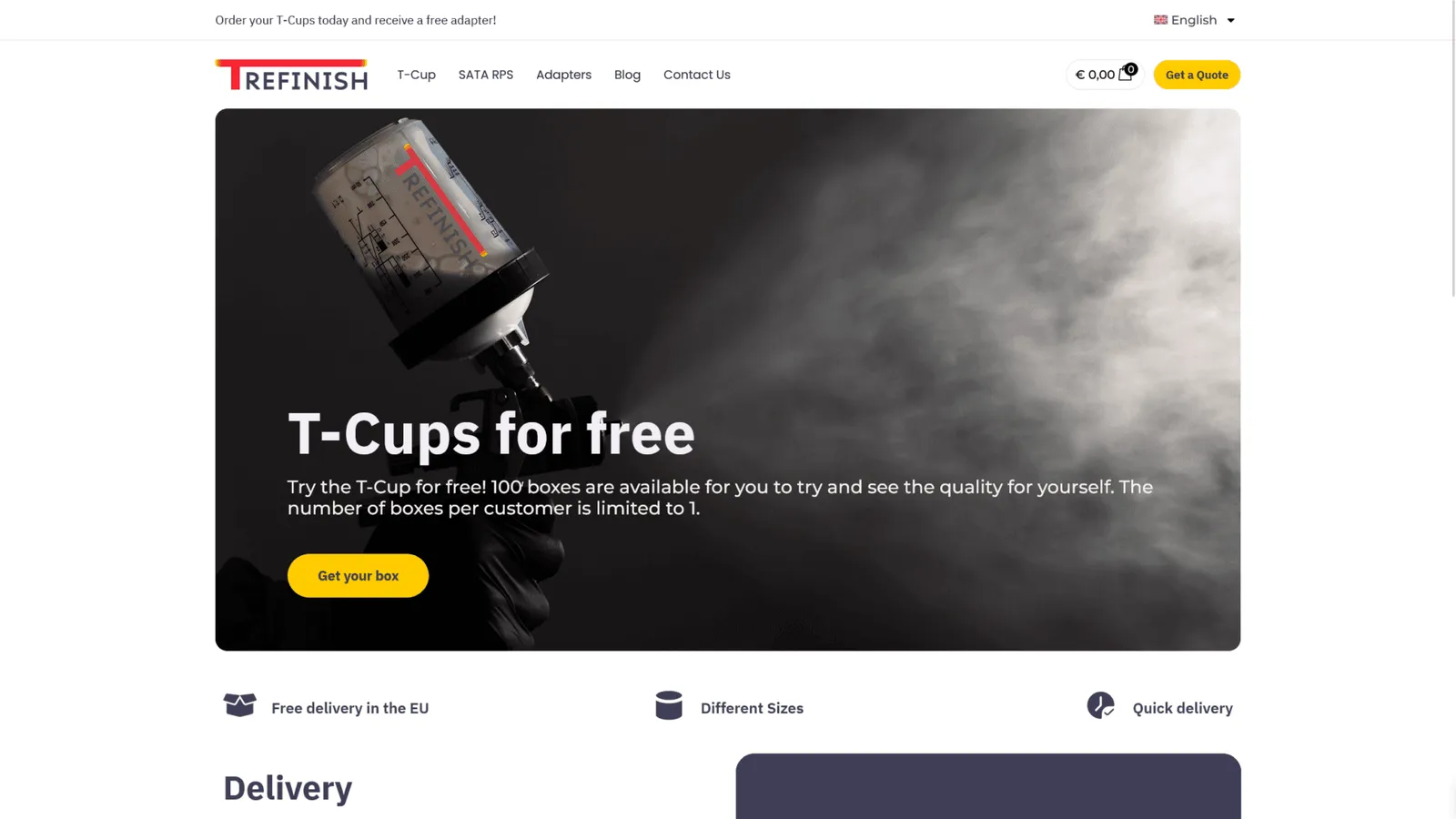 T-Refinish screenshot van de home pagina
