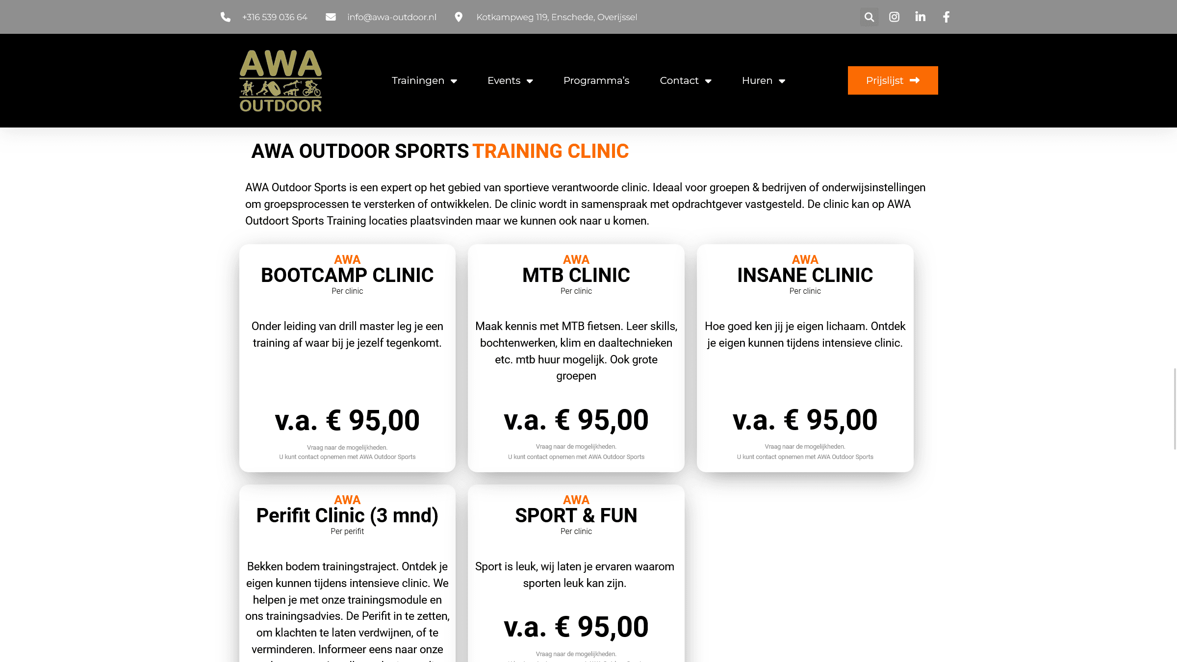 AWA screenshot van de programma pagina.