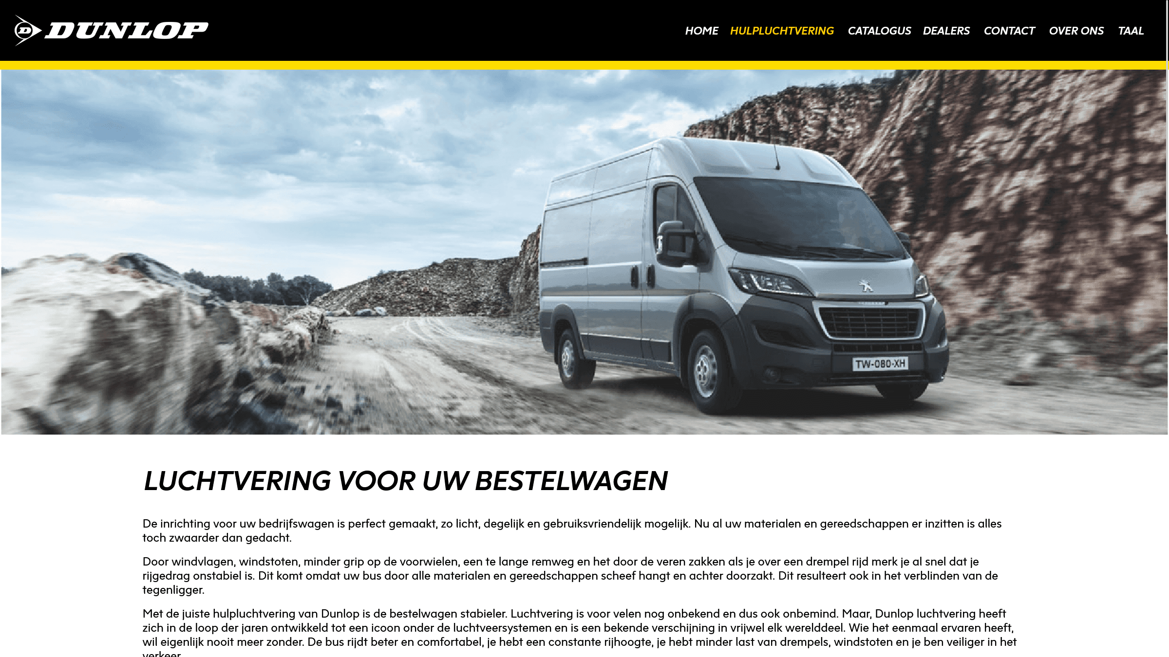 DSC screenshot van de luchtvering pagina