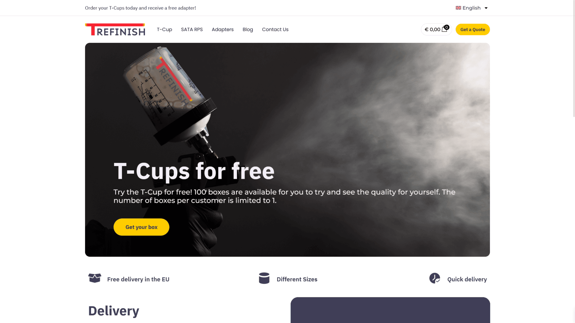 T-Refinish screenshot van de home pagina