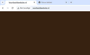 Voorbeeld van niet beveiligde verbinding in Chrome.