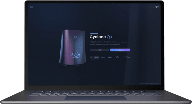 Laptop voorbeeld van Cyclone, betalen met crypto