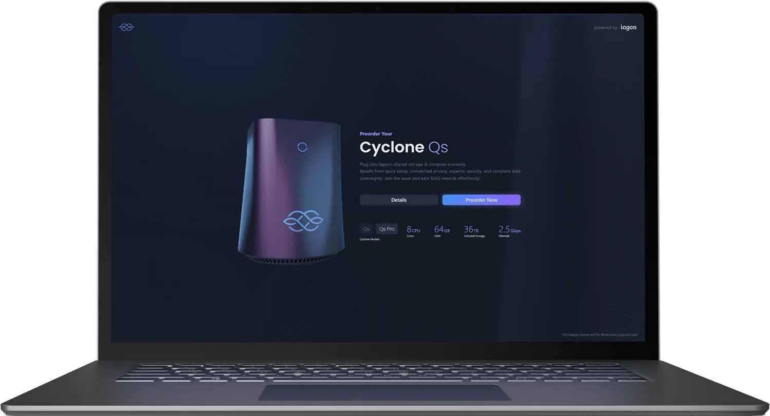 Laptop voorbeeld van Cyclone, betalen met crypto