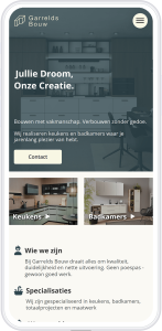 Screenshot website Garrelds Bouw op een telefoon